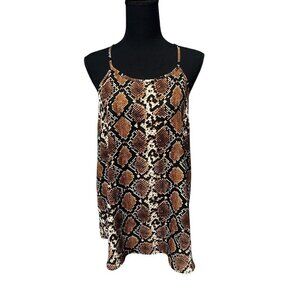 TRUTH Snake Print Sleeveless Halter Top With Back Button Closure, workattire, XL